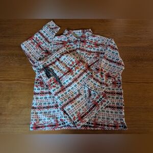 Woolrich Fair Isle 100% Cotton Flannel Pajama Set Red Gray White Size XL